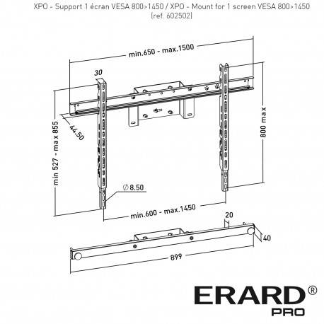 Erard XPO - Support pour 1 écran VESA 800>1450 ERARD 602502 Meubles colonnes fixes & mobiles
