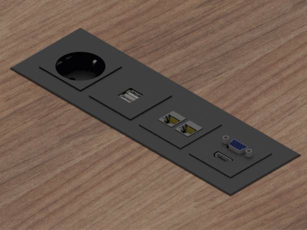 PanConnect FLAT4 - Boitier de connectique - Chassis Surface, 1 x 220v, 2 x USB-C, 1 x double Lan, 1 x HDMI + VGA - Blanc, Silver ou Noir PanConnect FLAT4 - Boitier de connectique - Chassis Surface, 1 x 220v, 2 x USB-C, 1 x double Lan, 1 x HDMI + VGA - Blanc, Silver ou Noir PANC-FLAT4-SB-1PW-2UC-2L-VH Connectique & péri-informatique