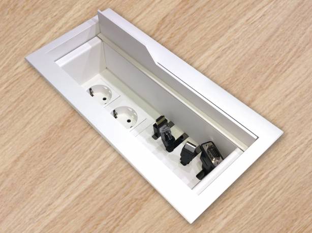 PanConnect UNI4 - Boitier de connectique - Chassis Flush, 2 x 220v, Pull-out 4 avec 1 x Lan, 1 x HDMI, 1 x VGA, 1 x Audio - Blanc, Silver ou Noir PanConnect UNI4 - Boitier de connectique - Chassis Flush, 2 x 220v, Pull-out 4 avec 1 x Lan, 1 x HDMI, 1 x VGA, 1 x Audio - Blanc, Silver ou Noir PANC-UNI4-FW-2PW-PO4-LHVA Connectique & péri-informatique