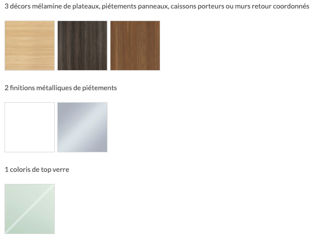 Gamme de coloris